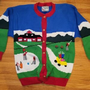 Colorful 3D Golf Themed Cardigan